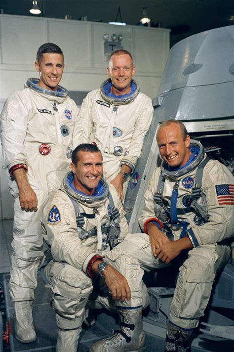 Gemini 11 Crew With Back Up Crewneil Armstrong And Bill Anders