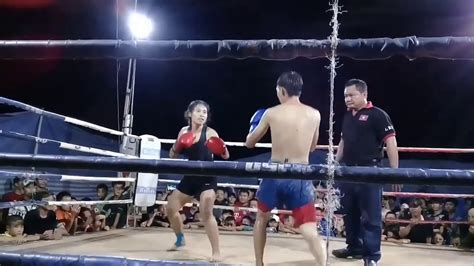 Female Vs Male Muay Thai Boxing Match Mixed Fight Youtube