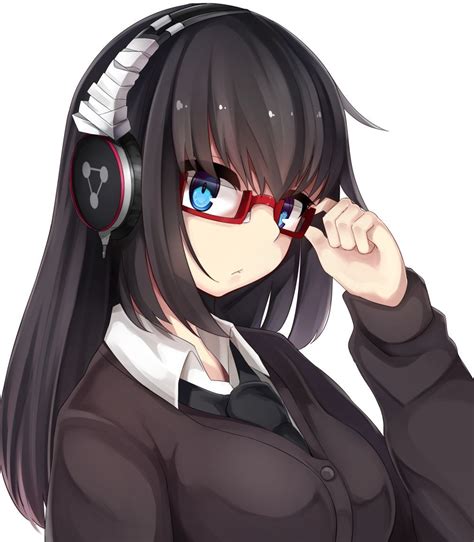 Cute Anime Girl With Glasses And Headphones