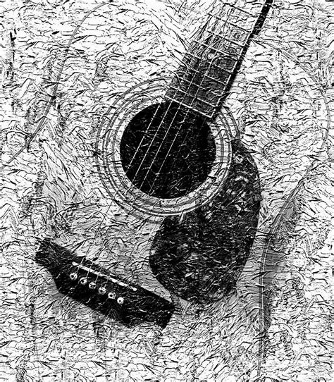 Graphic Guitar Music Black And White Digital Paint Photograph By