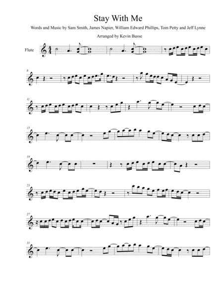 Stay With Me Original Key Flute Free Music Sheet