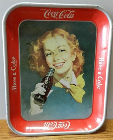 Vintage 1950 S Coca Cola Original Serving Tray Smiling Redhead Girl