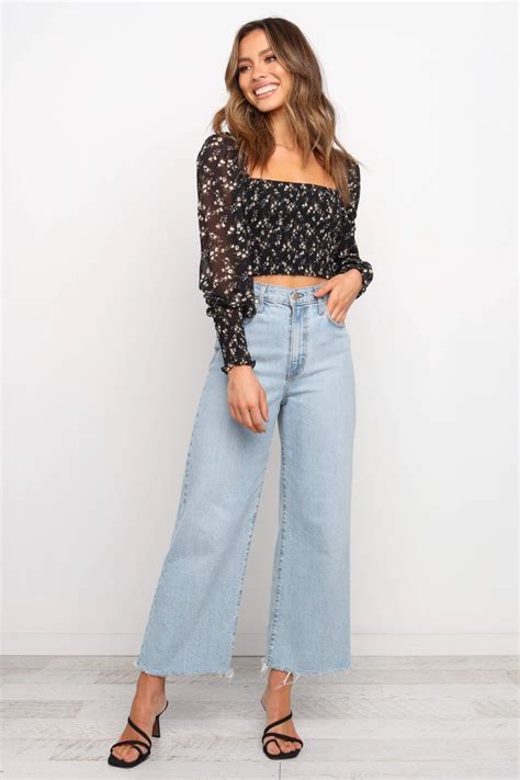 Adrew Top Black Wide Leg Jeans Outfit Cropped Jeans Outfit Black