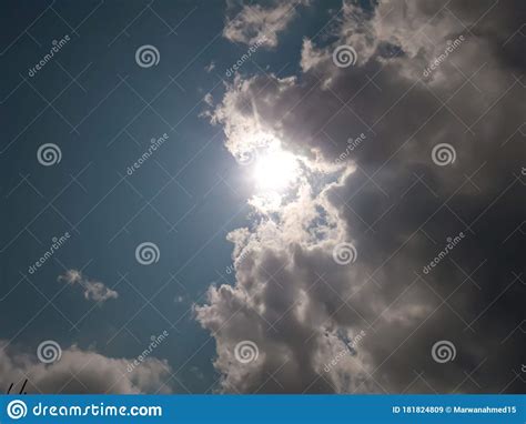 Sunshine Behind The Cloud With Blue Sky Stock Image Image Of
