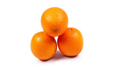 Three Oranges Fruits On Isolated White Background
