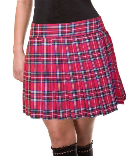 Red Schoolgirl Tartan Plaid Pleated Long Skirt Stewart18