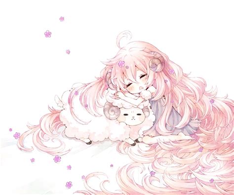 Anime Manga Kawaii Cute Girl Pink Comfy Cozy Sheep Anime Anime