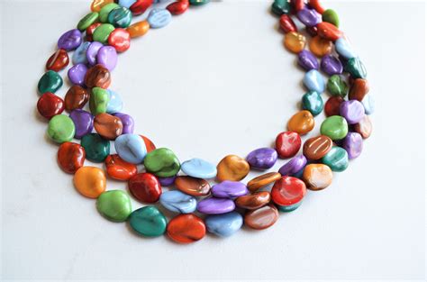 Multi Color Statement Necklace Lucite Bead Necklace Colorful Etsy