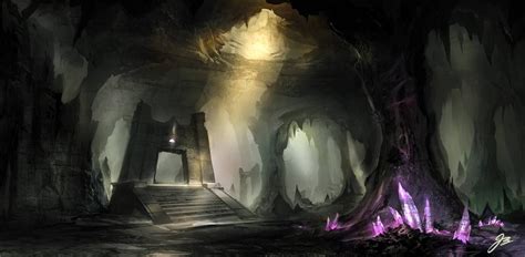 Crystal Cave By Yobarte Environment Concept Art