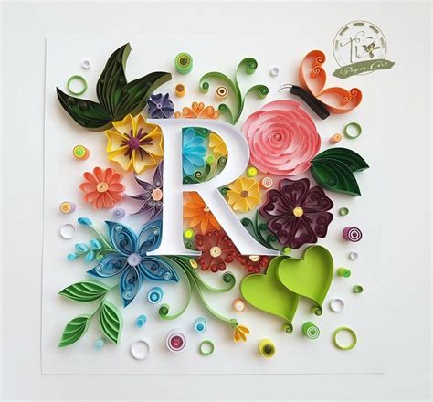Quilling Image 3d Initial R Monogram Alphabet With Etsy Quilling
