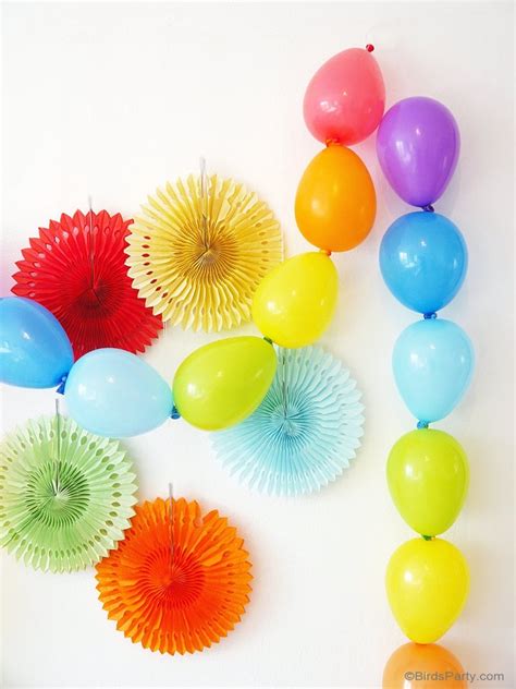 Rainbow Tablescape And Diy String Of Pearls Balloon Garland Party Ideas
