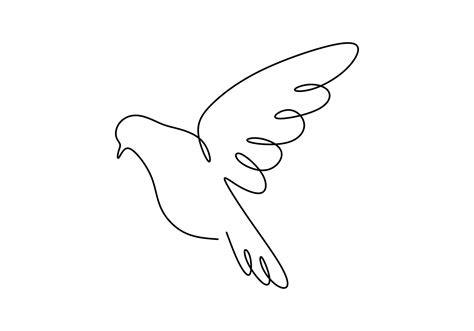 Dove One Line Drawing Continuous Hand Drawn Bird Animal Flying Good