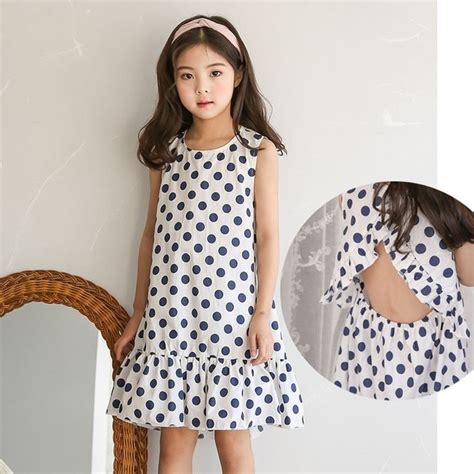 Children Clothes 2019 100 Cotton Summer Dress Girls Dot Ruffles