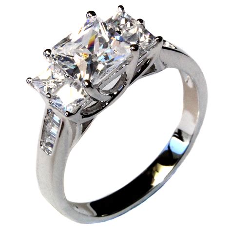 Princess Cut Promise Ring With 5 Diamond White Cubic Zirconia Stones