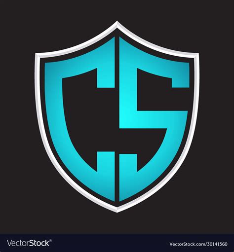 Cs Logo Monogram With Shield Shape Isolated Blue Vector Image