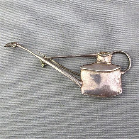 Vintage Sterling Silver Watering Can Pin Gardening Brooch From