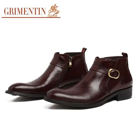 Grimentin Brand Genuine Leather Mens Boots Italy Style Handmade Men