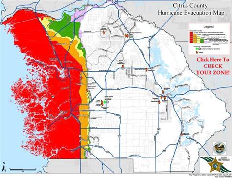 Citrus County Evacuation Zones Map And Shelters For Hurricane Irma