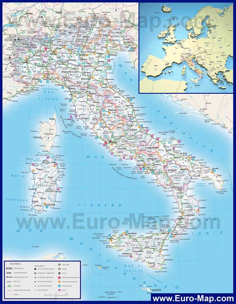 Карты Италии Подробная карта Италии на русском языке Курорты Италии