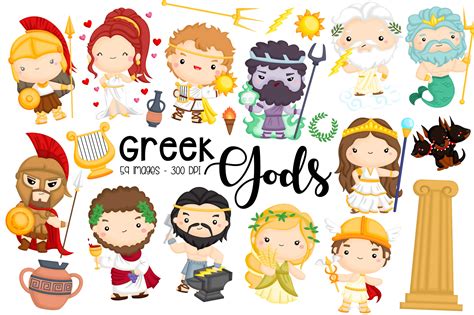 Greek Gods Clipart Greek Clip Art Illustration Par Inkley Studio The