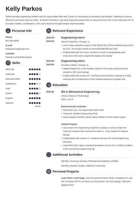 Engineering Student Resume Examples And Guide 10 Tips