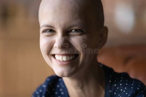 Close Up Portrait Of Happy Female Cancer Patient Stock Image Image Of