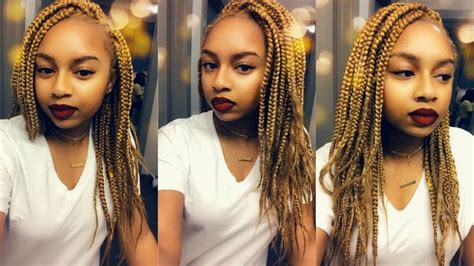 To get this fun look, you will need any kanekalon or xpressions hair and a few packs of curly crotchet hair such as the freetress deep twist hair. Honey Blonde Box Braids On Dark Skin - Jamaican Hairstyles ...