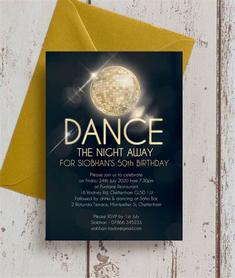 Disco Ball 50th Birthday Party Invitation From £090 Each
