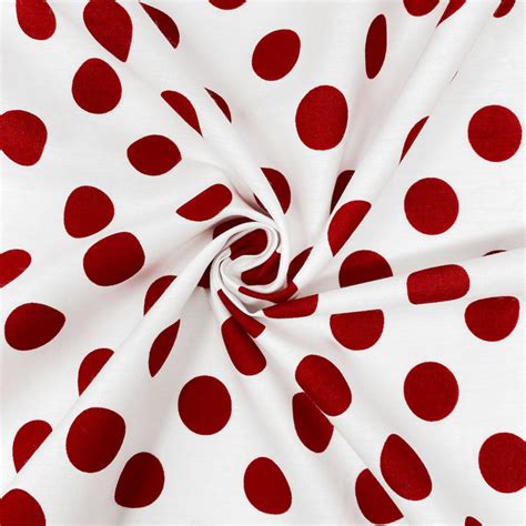 Polka Dot Large Printed Fabric White Red 100 Cotton Etsy