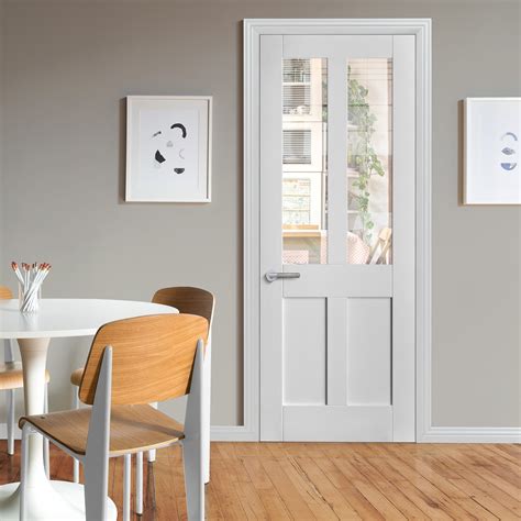 Liberty Doors Internal White Primed Victorian Shaker 2p 2l Clear Glass