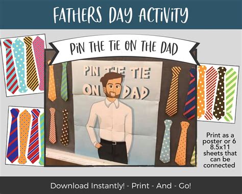 Fathers Day Game Pin The Tie On The Dad Fathers Day Etsy