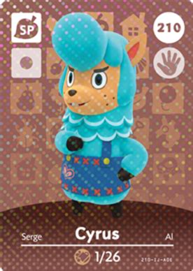 Each card can be used across multiple copies of the game. Cyrus (Animal Crossing Cards - Series 3) amiibo card - amiibo life - The Unofficial amiibo Database