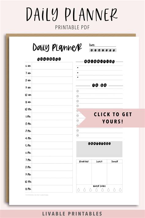 Daily Planner Printable Daily Planner Pdf In 2021 Daily Planner