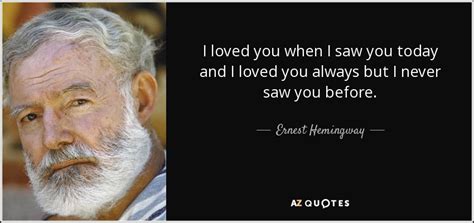 She got quite a charge out of that, & was very happy for the cats as she was a great fan of all 3! Ernest Hemingway quote: I loved you when I saw you today and I...