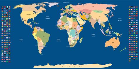 Mapa do mundo países e bandeiras - Escola Educação