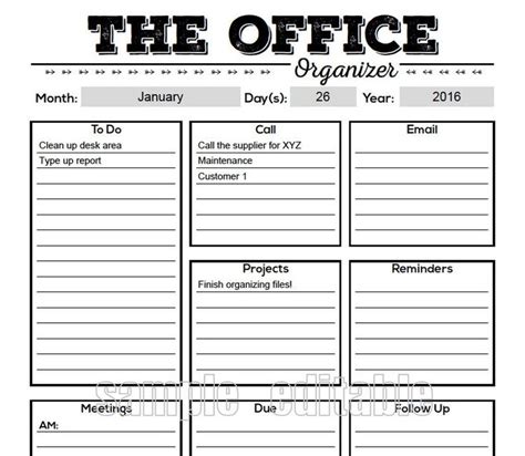The Office Organizer 2 Planner Page Work Planner Office Planner To