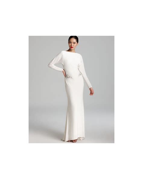 Badgley Mischka Gown Long Sleeve Beaded In White Lyst