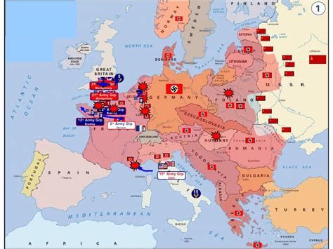 Dramatic anti communist map showing russian ambitions in. WWII Animated Map of Europe