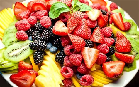 6090plate Full Of Healthy Fruits Delicious Food For Dinner The Food