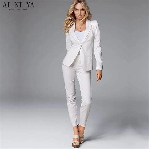 Jacketpants White Women Business Suits Slim Fit Formal Womens Pantsuit