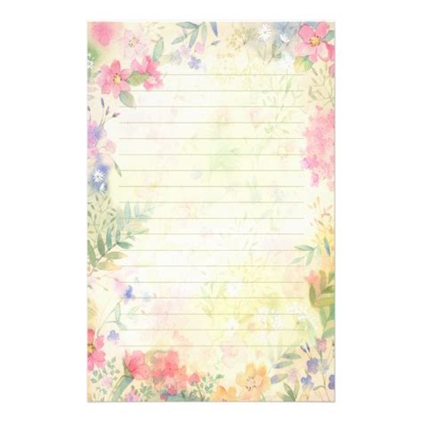 Very Pretty Floral Lined Stationery Paper Uk