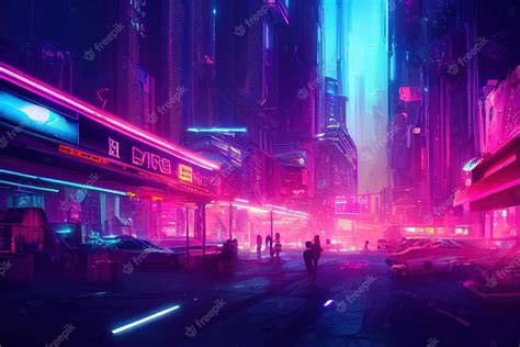 Fondo Colorido De La Ciudad Del Metaverso De Cyberpunk Arte Conceptual
