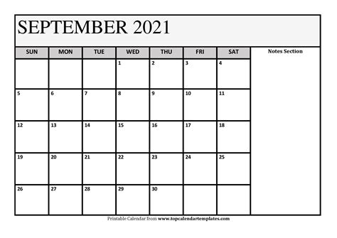 Print and list all your holidays and notes. Free September 2021 Calendar Printable (PDF, Word) Templates