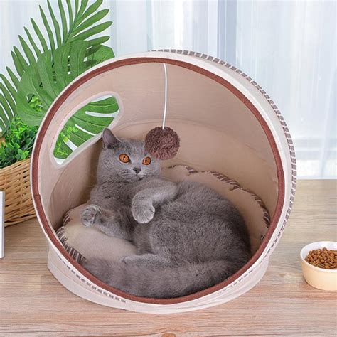 Super Cute Soft Cat Bed Four Seasons Cat Bed Nest With Mat Hair Ball