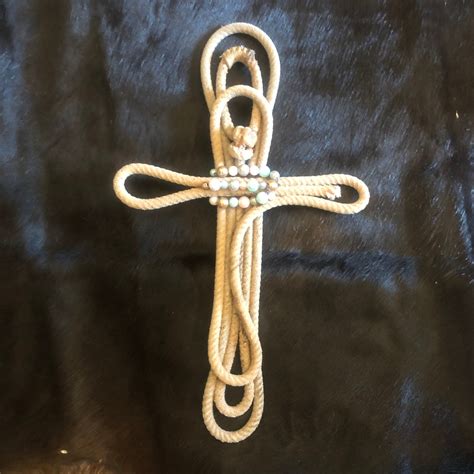 Unbridled Faith Real Lariat Rope Cross With Pearlized Bead Etsy