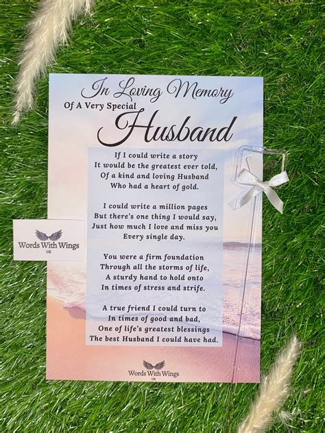 In Loving Memory Of A Special Husband Grave Card Funeral Etsy Uk