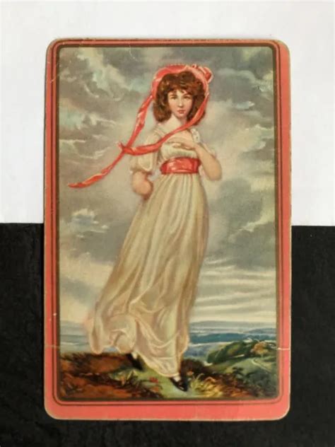Vintage English Retro Art Lady Swap Playing Card The Pink Girl Artist