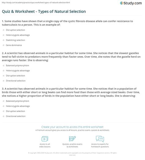 Natural selection gizmos answers is available in our book collection an online access to it is set as public so you can download it instantly. Quiz & Worksheet - Types of Natural Selection | Study.com