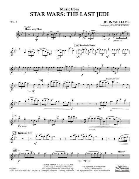 Music From Star Wars The Last Jedi Flute Sheet Music
