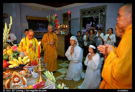 Buddhism is an ethical system — a way of life — that leads to a very specific goal and that possesses some aspects of both religion and philosophy and even the buddhist view of cosmology, which some may at first find farfetched, is a logical extension of the law of kamma. Picture/Photo: Buddhist funeral ceremony. White is color ...